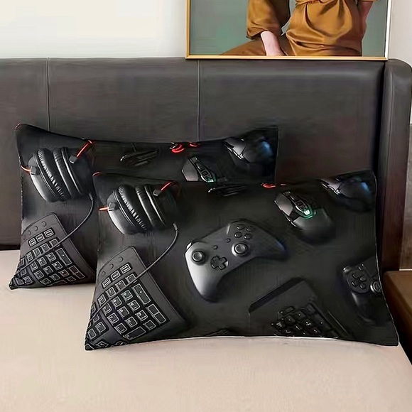 Black Xbox & Computers Printed Twin Size Duvet Cover & Pillow Shams NIP - Picture 4 of 7